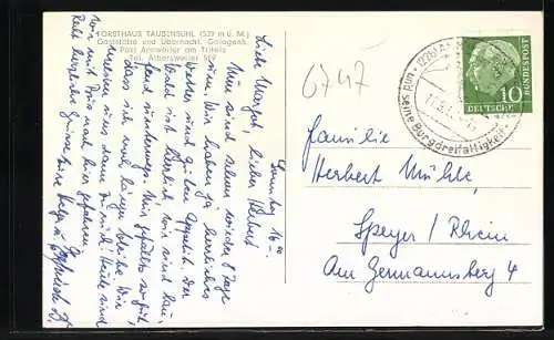 AK Taubensuhl, Waldgaststätte Forsthaus, Waldlandschaft, Speisesaal, Landstrasse durch den Wald, Raststätte mit Aussicht