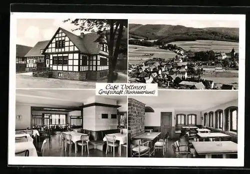 AK Grafschaft / Sauerland, Cafe Vollmers, 2 Innenansichten, Aussenansicht, Ortsansicht