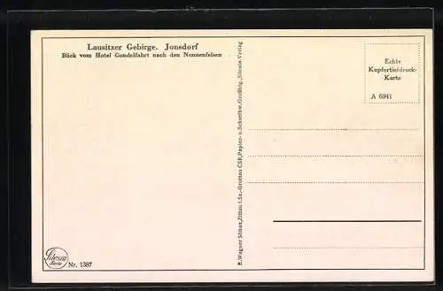 AK Jonsdorf, Blick vom Hotel Gondelfahrt nach den Nonnenfelsen