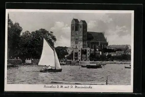 AK Prenzlau, Blick zur St. Marienkirche