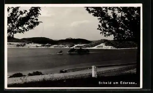 AK Scheid am Edersee, Ort mit Strand und Inseln