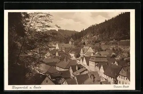 AK Ziegenrück / Saale, Teilansicht von oben, Innere Stadt