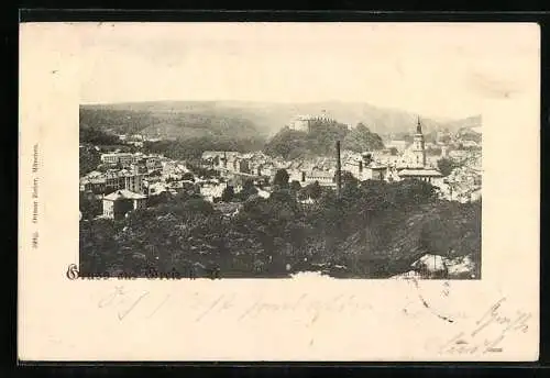 AK Greiz i. V., Teilansicht mit Burg