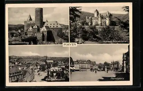 AK Mayen, Genovevaburg, Schloss Bürresheim, Marktplatz