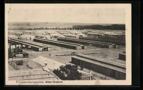 AK Alten-Grabow, Truppenübungsplatz aus der Vogelschau