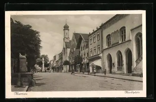 AK Murnau / Obb., Marktplatz mit Denkmal