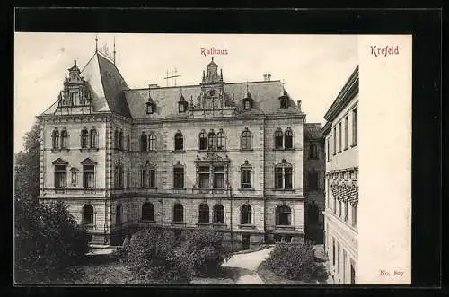 AK Krefeld, Blick zum Rathaus