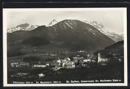 AK St. Gallen /Stmk., Gesamtansicht mit Tiflimauer, Kl. u. Gr. Buchstein