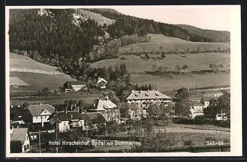 AK Spital am Semmering, Hotel Hirschenhof mit Umgebung aus der Vogelschau