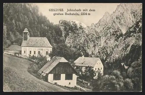 AK Johnsbach /Gesäuse, Ortsansicht mit dem grossen Buchstein