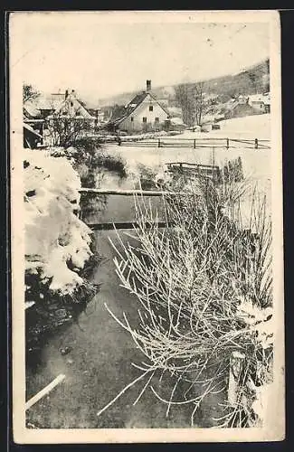 AK Steinhaus am Semmering, Ortspartie im Schnee