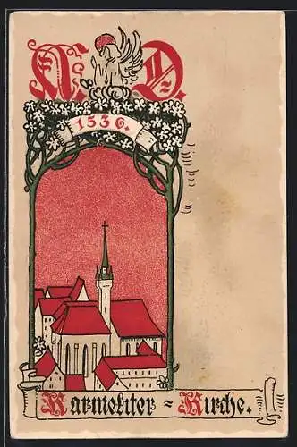Künstler-AK Wien, Ansicht der Karmeliter-Kirche 1536