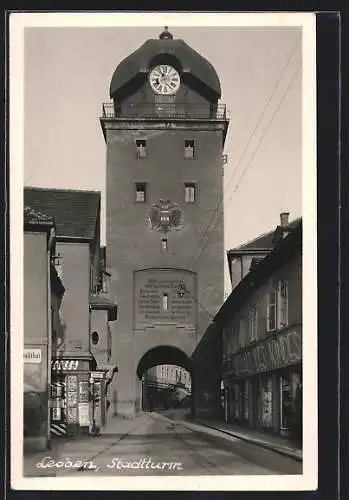 AK Leoben, Stadtturm mit Geschäften