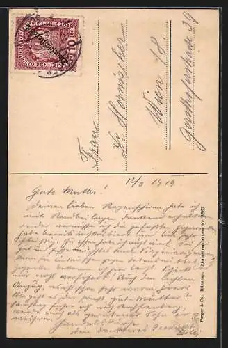 AK Leoben, Waasenbrücke mit Stadtturm