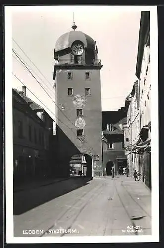AK Leoben, Strassenpartie zum Stadtturm