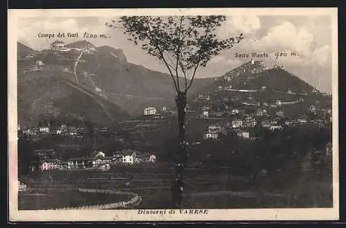 AK Varese, Panorama mit Campo dei Fiori und Sacro Monte