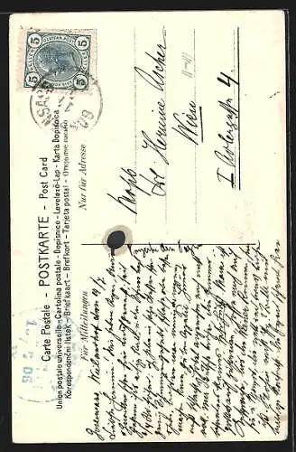 Künstler-AK Gossensass, Ortsansicht mit Kirche