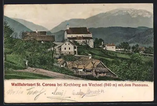 AK St. Corona bei Kirchberg, Ortsansicht gegen die Berge