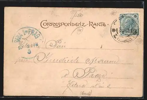 AK St. Michael ob Leoben, Flusspartie mit Blick auf die Ortschaft