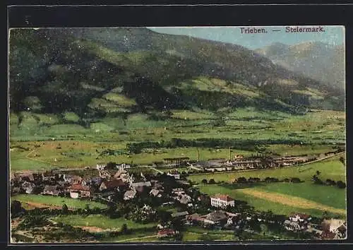 AK Trieben /Steiermark, Teilansicht mit Bergen
