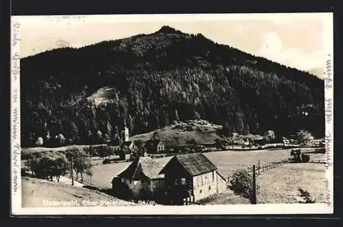 AK Wald /Ober-Steiermark, Unterwald mit der Kirche am Bergfuss