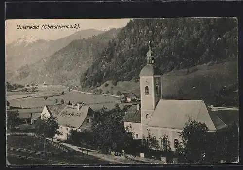 AK Wald /Obersteiermark, Unterwald, Blick auf die Kirche