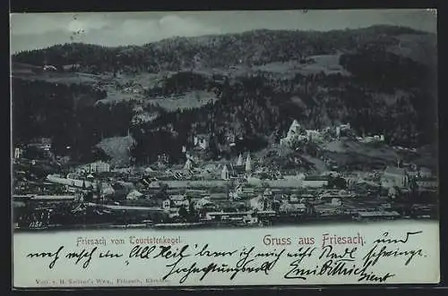 Mondschein-AK Friesach, Blick vom Touristenkogel