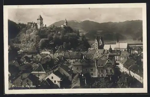 AK Friesach in Kärnten, Ortstotale mit Blick zur Burg