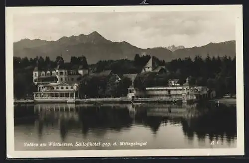 AK Velden am Wörthersee, Schlosshotel gegen d. Mittagskogel