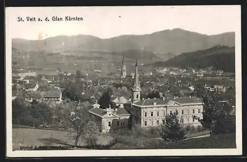 AK St. Veit a. d. Glan, Ortsansicht aus der Vogelschau