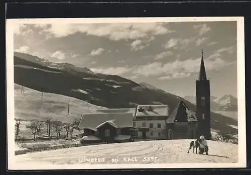 AK Windegg, Kirchenansicht bei Schnee