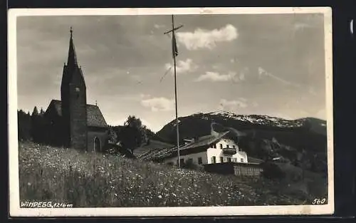 AK Windegg, Die Kirche und ein hohes Kreuz