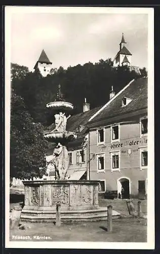 AK Friesach /Kärnten, Steinbrunnen vor einem Malerhaus