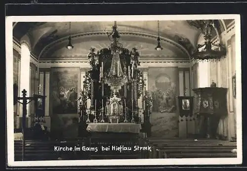 AK Gams bei Hieflau, Innenansicht der Kirche, Altar