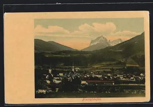 AK Bischofshofen, Ortsansicht vor Gebirge