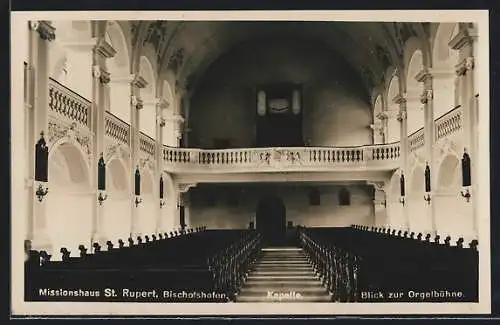 AK Bischofshofen, Missionshaus St. Rupert, Kapelle, Blick zur Orgelbühne