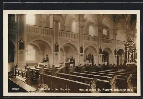 AK Bischofshofen, Missionshaus St. Rupert, Innenansicht mit Seitenaltären