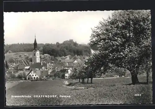 AK Grafendorf bei Hartberg, Ortsansicht von einer Anhöhe aus