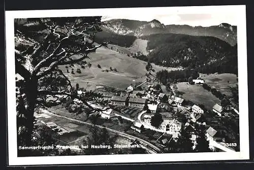 AK Krampen bei Neuberg, Steiermark, Ortsansicht aus der Vogelschau mit Kiefer