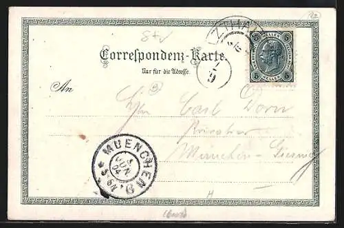 AK Leoben, Ortsansicht aus der Vogelschau mit Bergpanorama