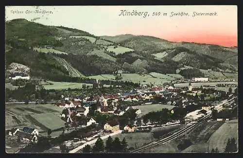 AK Kindberg /Steiermark, Ortsansicht mit Schloss Ober-Kindberg