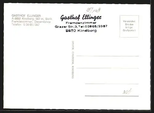 AK Kindberg-Hadersdorf /Stmk., Gasthof-Pension E. u. A. Ellinger