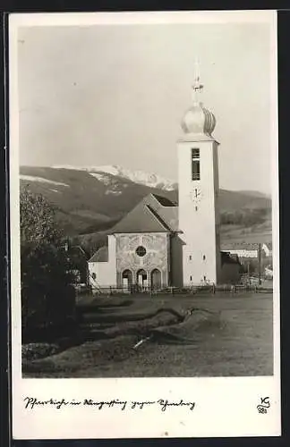 AK Wimpassing, Pfarrkirche gegen Schneeberg