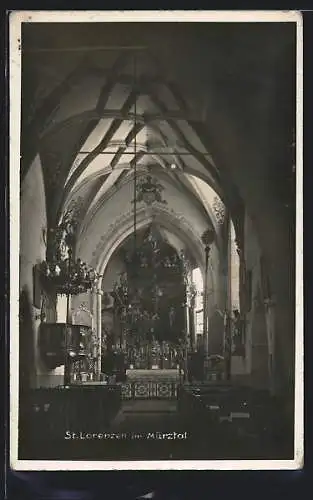AK St. Lorenzen im Mürztal, Innenansicht der Kirche