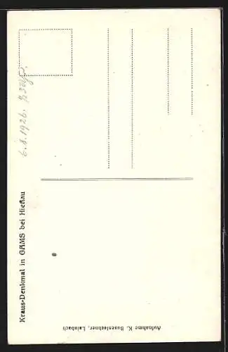 AK Gams bei Hieflau, Am Kraus-Denkmal