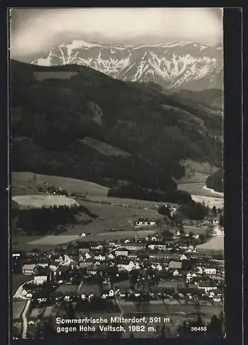 AK Mitterdorf, Ortsansicht gegen Hohe Veitsch