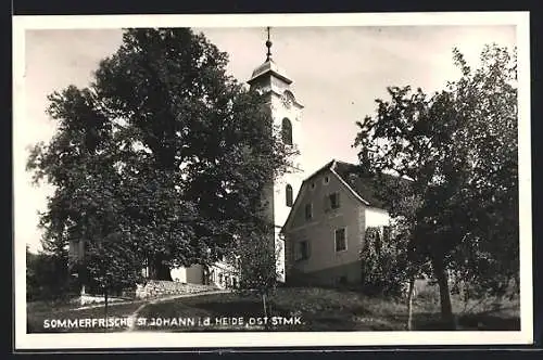 AK St. Johann i. d. Haide, Ortspartie mit Kirche