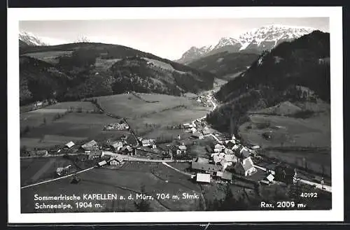 AK Kapellen /Mürz, Gesamtansicht mit Schneealpe und Rax