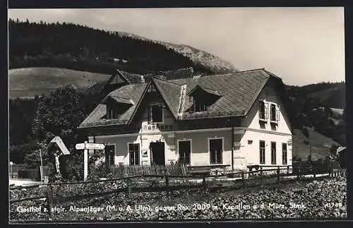 AK Kapellen a. d. Mürz, Gasthof Zum steir. Alpenjäger, gegen Rax