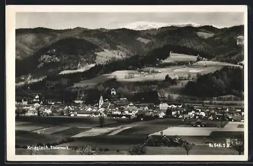 AK Krieglach, Fernsicht der Ortschaft